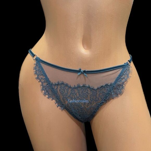 Victorias Secret Dream Angels Chantilly Lace and mesh Itsy Panty Teal / Medium - Picture 1 of 7